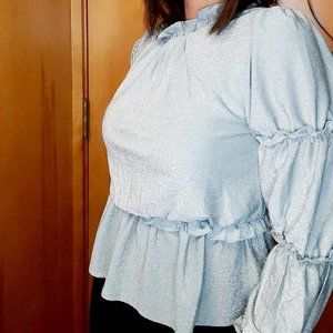 Fairy Light Blue Versona Peplum Shirt